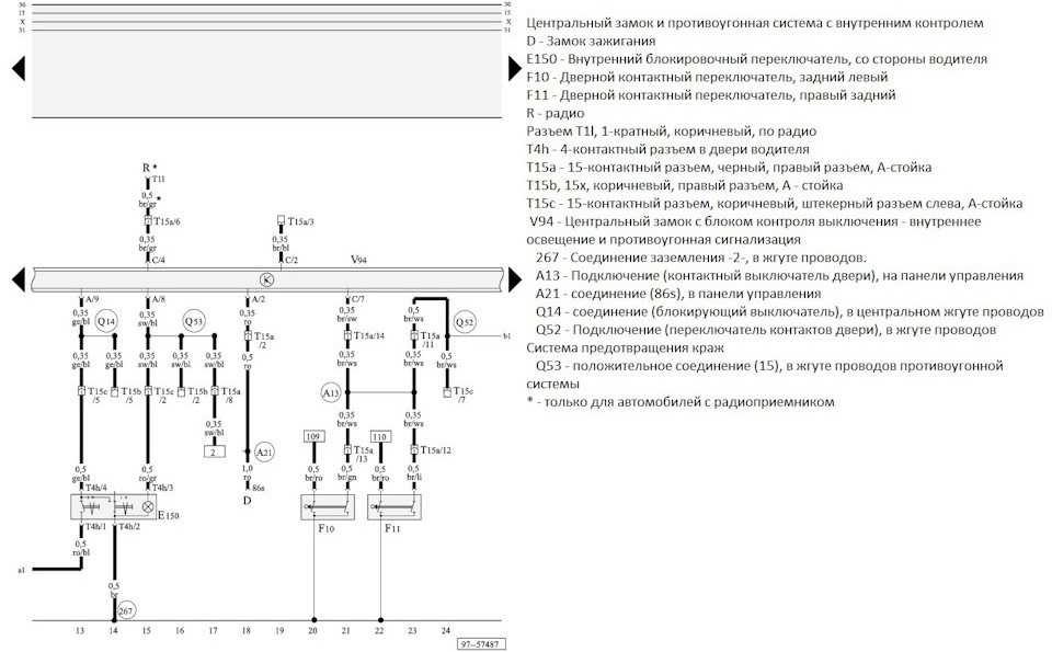 Схема центрального замка пассат б5