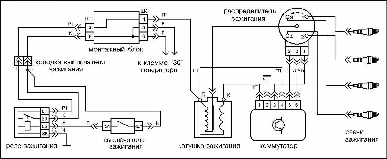 Схема катушки зажигания ваз 2107