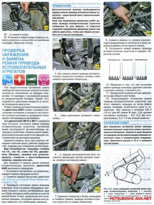 Митсубиси asx ремень генератора схема