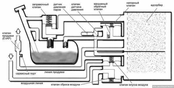 Система улавливания паров бензина и вентиляции бензобака evap