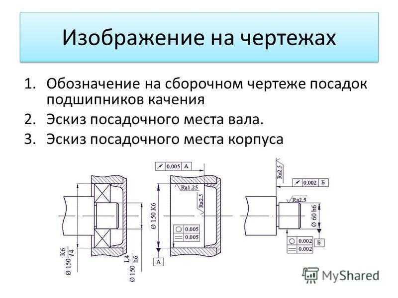 Подшипники качения на чертеже