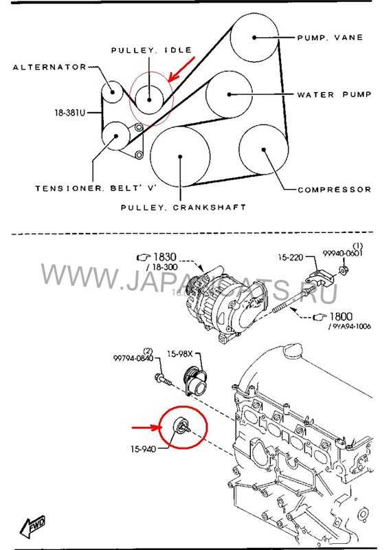 Мазда 3 обводной ремень схема